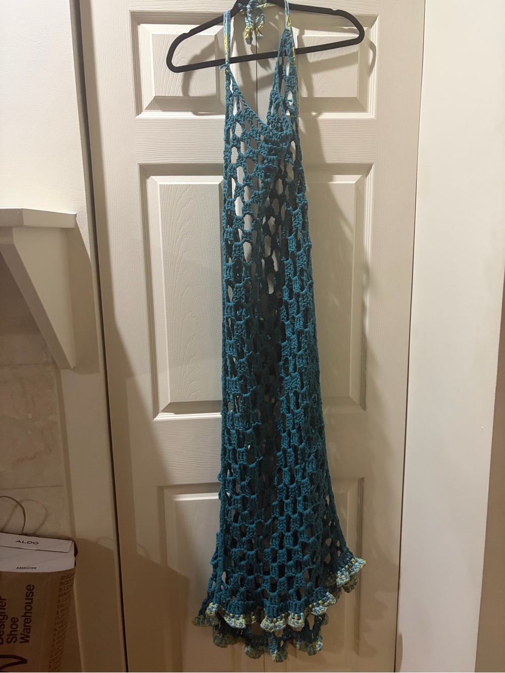 Handmade Teal Crochet Maxi Cover-Up